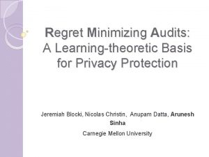 Regret Minimizing Audits A Learningtheoretic Basis for Privacy