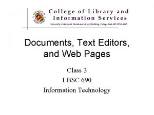 Documents Text Editors and Web Pages Class 3