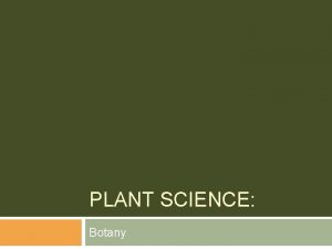 PLANT SCIENCE Botany Plant Importance Primary food source