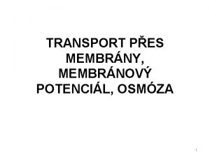 TRANSPORT PES MEMBRNY MEMBRNOV POTENCIL OSMZA 1 VZNAM