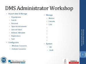 DMS Administrator Workshop Organigrama Functii Personal Tipuri de