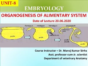 UNIT8 EMBRYOLOGY ORGANOGENESIS OF ALIMENTARY SYSTEM Date of