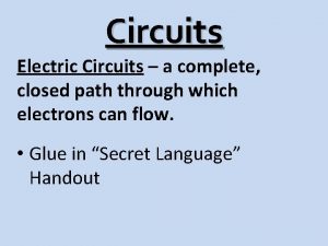 Circuits Electric Circuits a complete closed path through