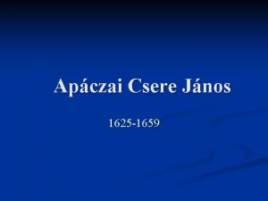 Apczai Csere Jnos 1625 1659 lettja n Apczai