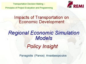 Transportation Decision Making Principles of Project Evaluation and