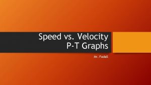 Speed vs Velocity PT Graphs Mr Fedell 1