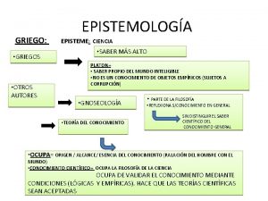 GRIEGO GRIEGOS OTROS AUTORES EPISTEMOLOGA EPISTEME CIENCIA SABER