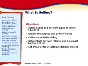 What Is Selling Key Terms personal selling businesstobusiness