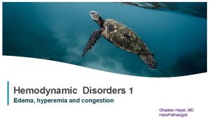 Hemodynamic Disorders 1 Edema hyperemia and congestion Ghadeer