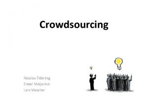Crowdsourcing Nicolas Eldering Emiel Meijerink Lars Visscher Inhoud Crowdsourcing Nicolas Eldering Emiel Meijerink Lars Visscher Inhoud