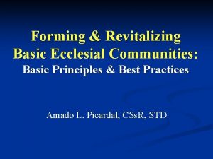 Forming Revitalizing Basic Ecclesial Communities Basic Principles Best