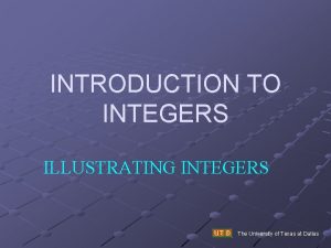 INTRODUCTION TO INTEGERS ILLUSTRATING INTEGERS The University of