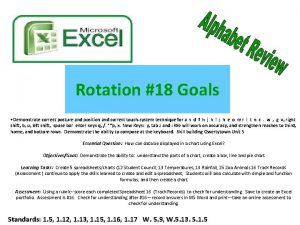 Rotation 18 Goals Demonstrate correct posture and position