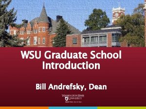 WSU Graduate School Introduction Bill Andrefsky Dean WSU