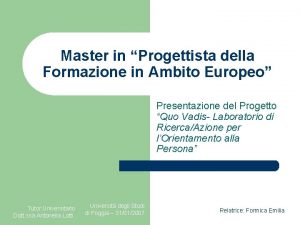 Master in Progettista della Formazione in Ambito Europeo