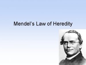 Mendels Law of Heredity Gregor Mendel Gregor Mendel