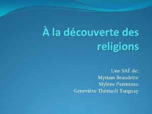 la dcouverte des religions Une SA de Myriam