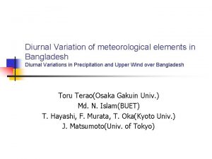 Diurnal Variation of meteorological elements in Bangladesh Diurnal