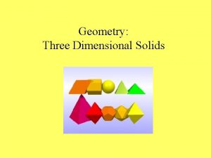 Geometry Three Dimensional Solids What is a Three