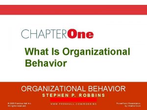 What Is Organizational Behavior ORGANIZATIONAL BEHAVIOR S T