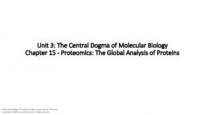 Unit 3 The Central Dogma of Molecular Biology