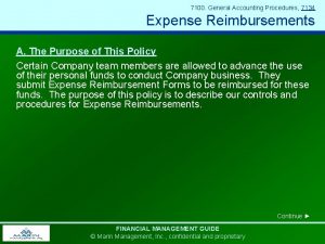 7100 General Accounting Procedures 7134 Expense Reimbursements A