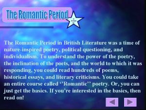 In British Lit The Romantic Period in British