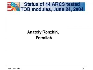 Status of 44 ARCS tested TOB modules June