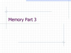 Memory Part 3 Cache Interposes a block of