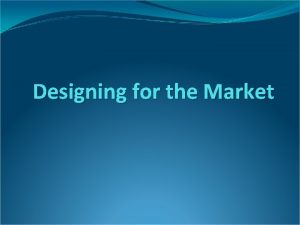 Designing for the Market Hvorfor bliver game design