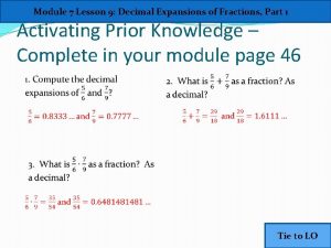 Lesson 9 decimal expansions of fractions