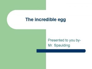 The incredible egg Presented to you by Mr
