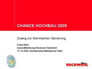CHANCE HOCHBAU 2009 Zwang zur thermischen Sanierung Franz