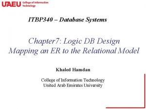 ITBP 340 Database Systems Chapter 7 Logic DB