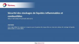 Scurit des stockages de liquides inflammables et combustibles