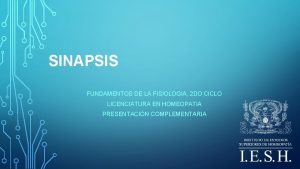 SINAPSIS FUNDAMENTOS DE LA FISIOLOGIA 2 DO CICLO