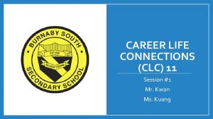 CAREER LIFE CONNECTIONS CLC 11 Session 1 Mr