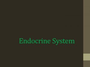 Endocrine System Endocrine System Overview Endocrine system Consists