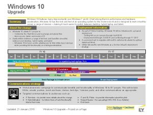 Windows 10 Upgrade Summary Windows 10 features many