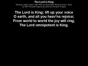 The Lord Is King Words by Josiah Conder