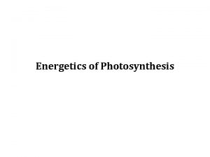 Energetics of Photosynthesis Photosynthesis Overall To assimilate one