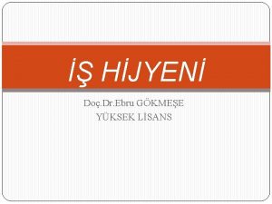 HJYEN Do Dr Ebru GKMEE YKSEK LSANS Hijyeni