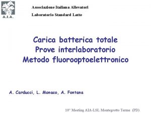 Associazione Italiana Allevatori Laboratorio Standard Latte Carica batterica
