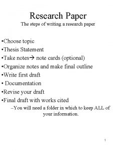 Research Paper The steps of writing a research