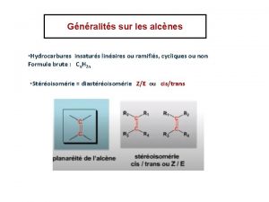 Gnralits sur les alcnes Hydrocarbures insaturs linaires ou