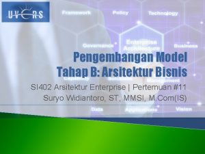 Pengembangan Model Tahap B Arsitektur Bisnis SI 402