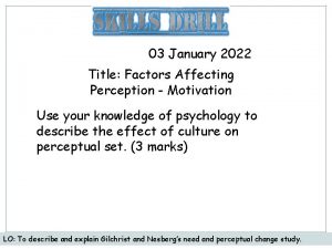 03 January 2022 Title Factors Affecting Perception Motivation