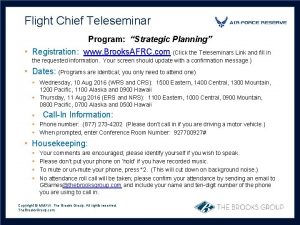 Flight Chief Teleseminar Program Strategic Planning Registration www