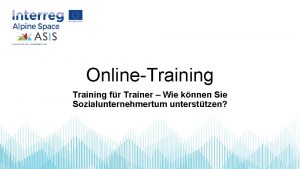 OnlineTraining fr Trainer Wie knnen Sie Sozialunternehmertum untersttzen