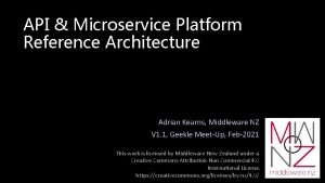 API Microservice Platform Reference Architecture Adrian Kearns Middleware